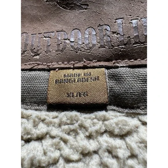 Vtg OUTDOOR LIFE Men's XL Fleece Lined Coat Jacket Cotton Brown Denim Hunting - Picture 12 of 16